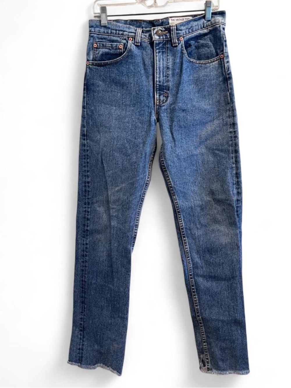 30”x32” Levi’s 505 Classic Straight Leg Blue Jeans Raw hemline